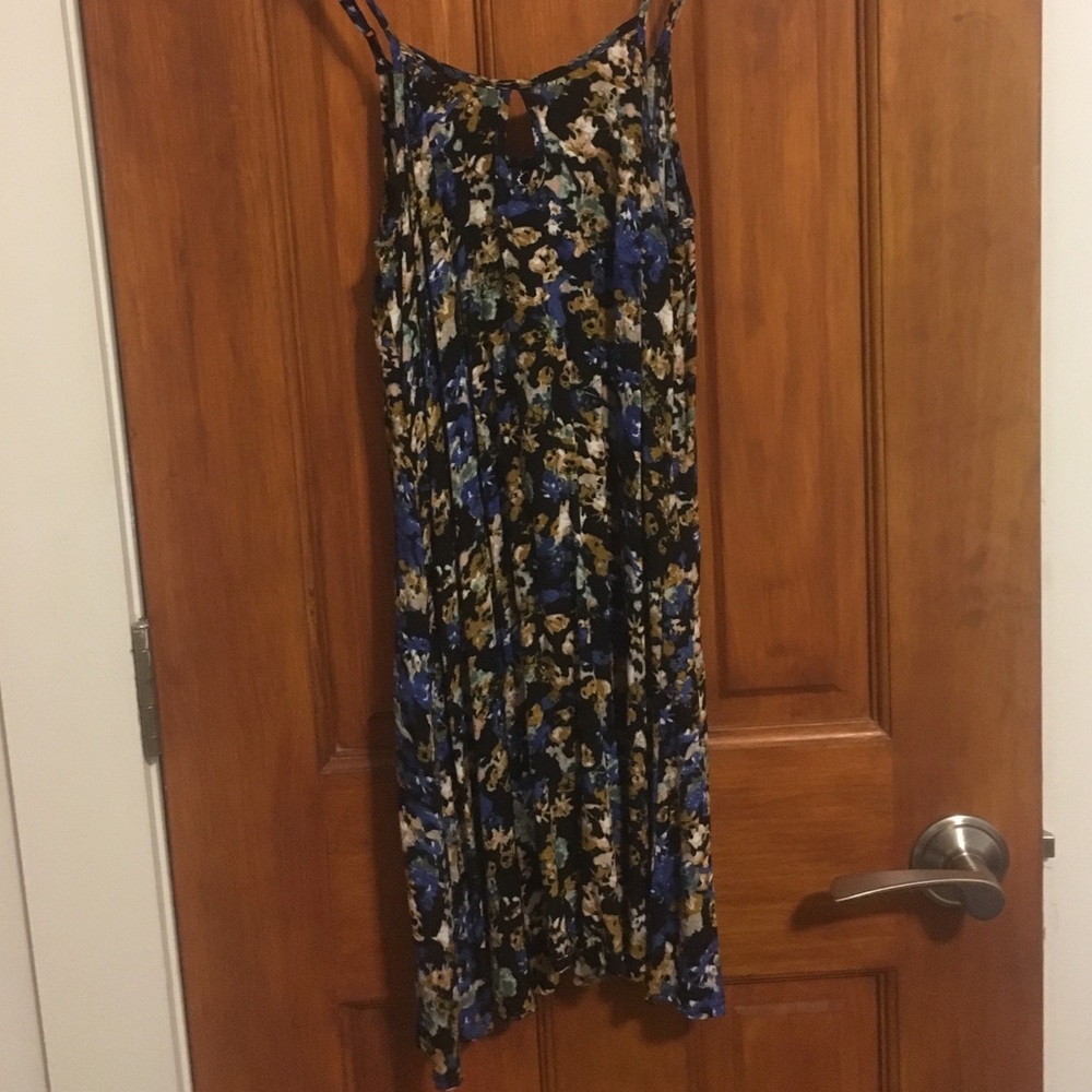 Blue floral dress with peep hole detail
